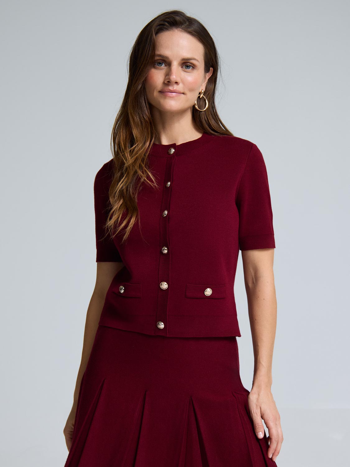 Short Sleeve Button-Up Cardigan