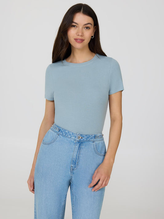 Ribbed Crew Neck T-Shirt