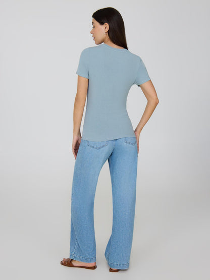 Ribbed Crew Neck T-Shirt