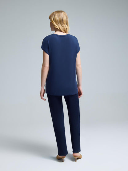 Satin Patchwork Crew Neck Top