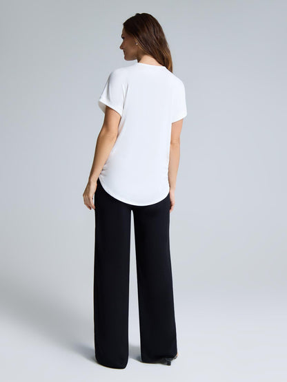 Cuffed Sleeve Lace Appliqué Top