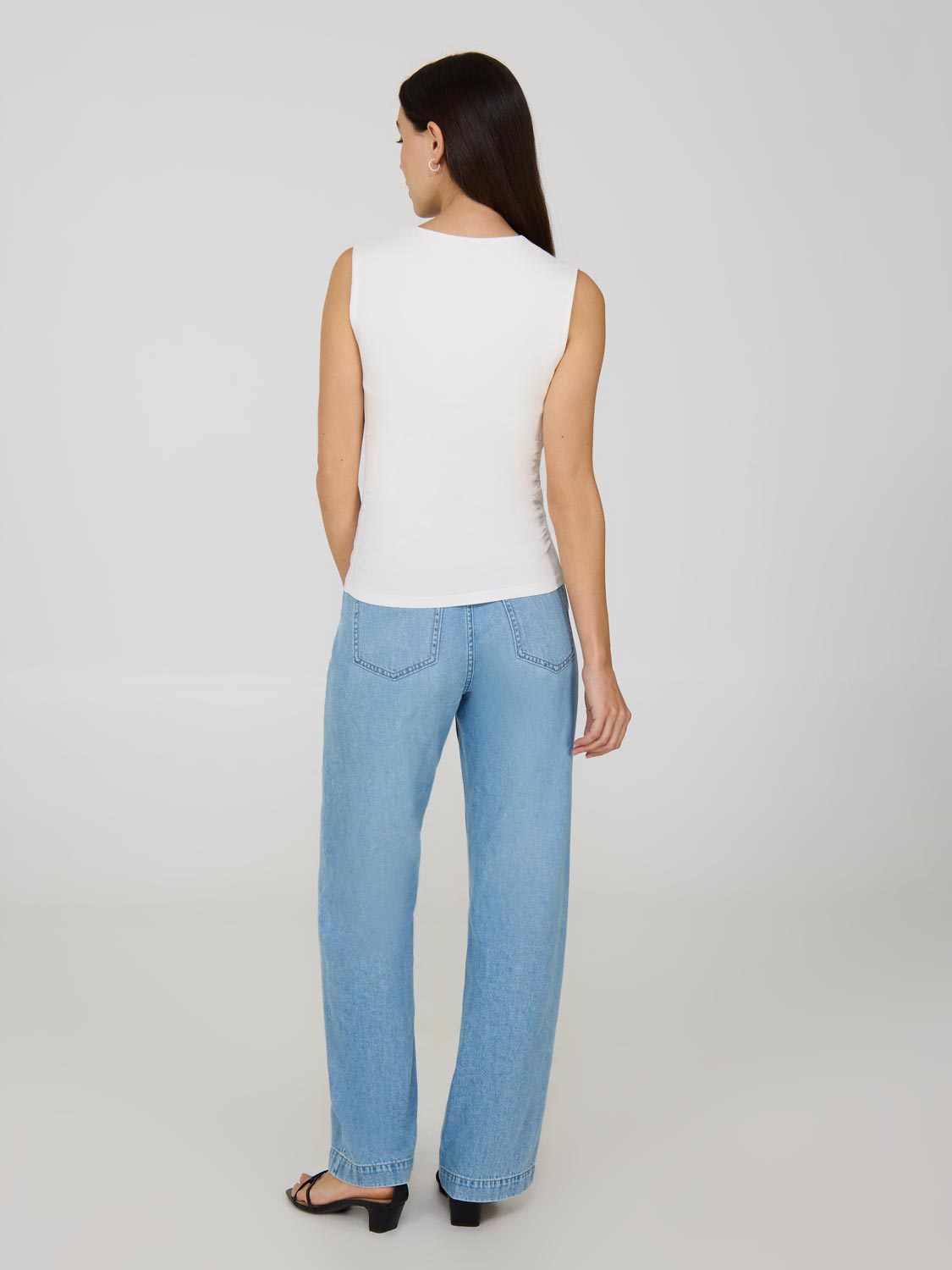 Sleeveless Ruched Square Neck Top