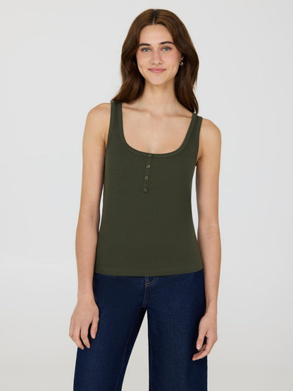 Scoop Neck Sleeveless Ribbed Top