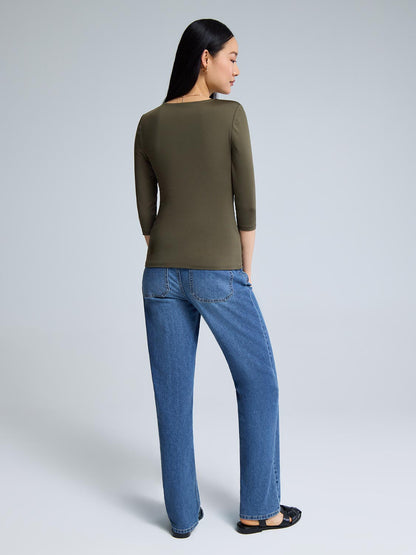 Scoop Neck 3/4 Sleeve T-Shirt