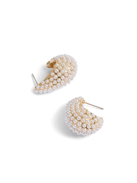Pearl Pave Huggie Earrings