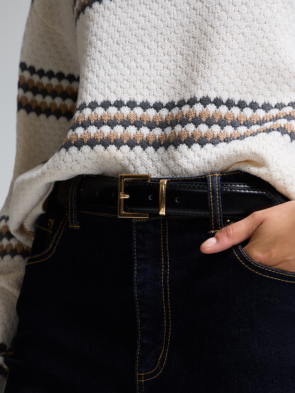 2-Pack Of Gold Buckle Belts