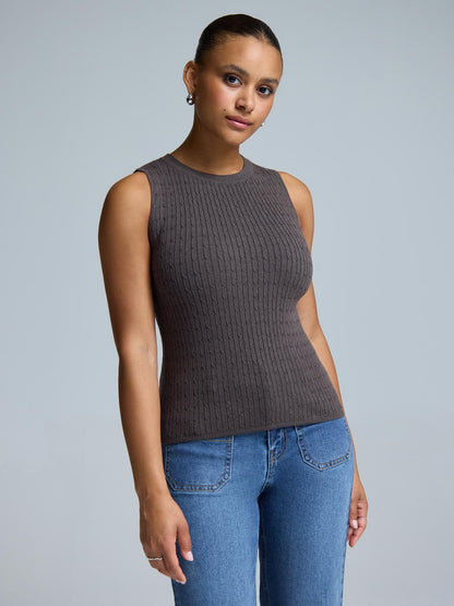 Cable Knit Sleeveless Sweater