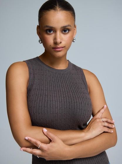 Cable Knit Sleeveless Sweater