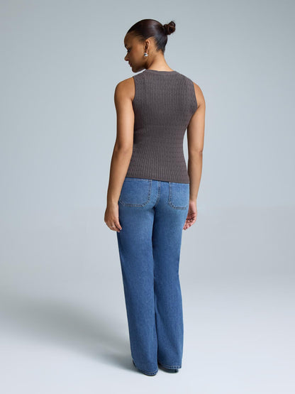 Cable Knit Sleeveless Sweater