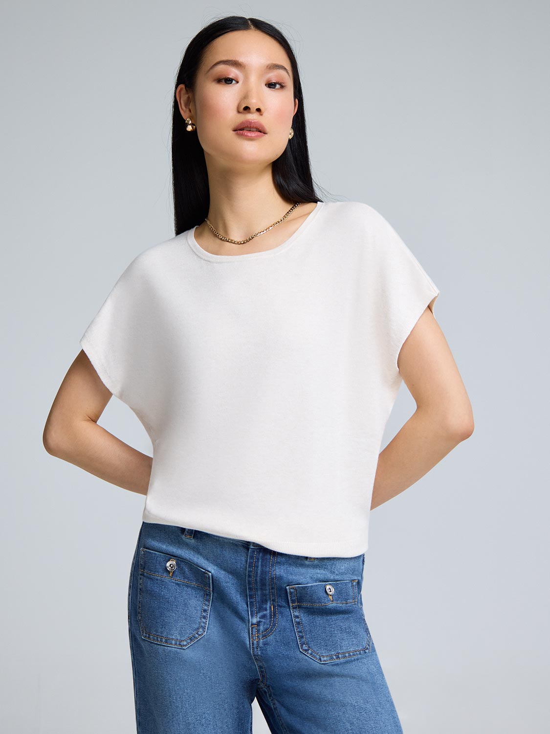 Short Sleeve Crew Neck Sweater