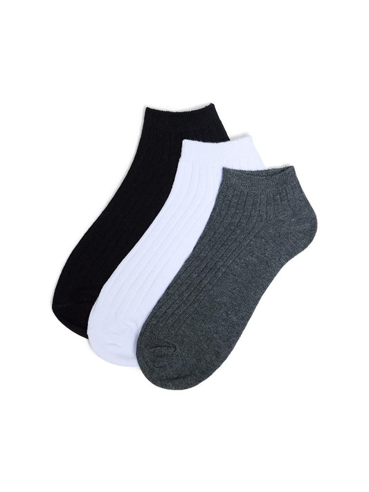 3-Pack Of Ribbed Ankle Socks