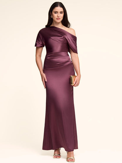 Satin Gown With Asymmetric Neckline