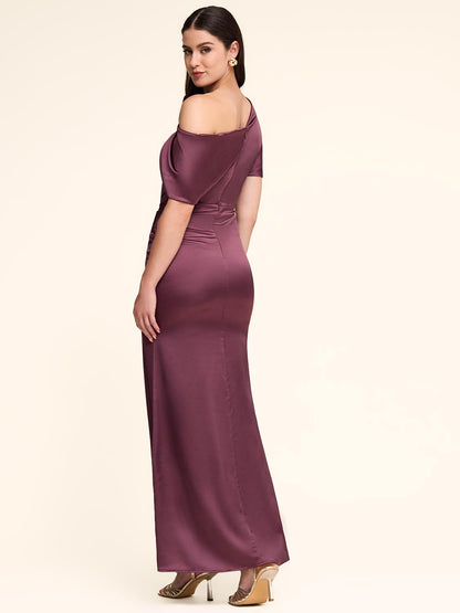 Satin Gown With Asymmetric Neckline