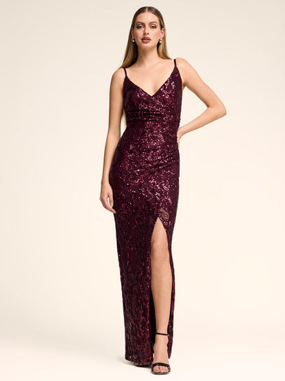 Crossover Sequin Gown