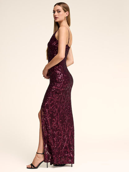 Crossover Sequin Gown