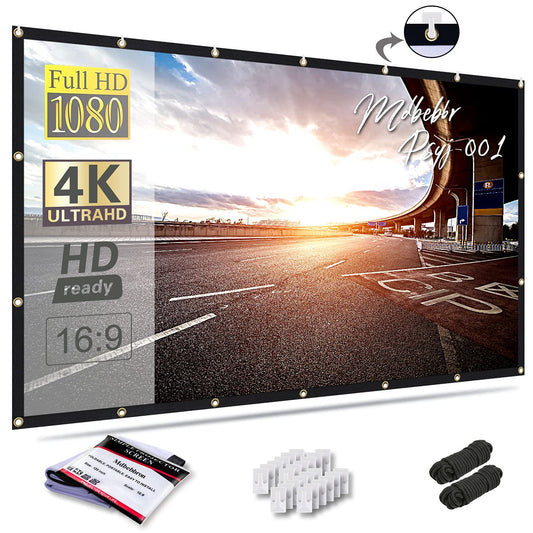 120 inch Projector Screen 16:9 Foldable Anti-Crease Portable Projector Movies Screens for Home Theater Outdoor Indoor Support Double Sided Projection