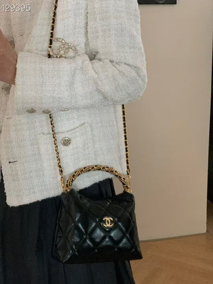 CHANEL CC 24b twist chain handle hobo lunch box bag 14_18.5_7cm