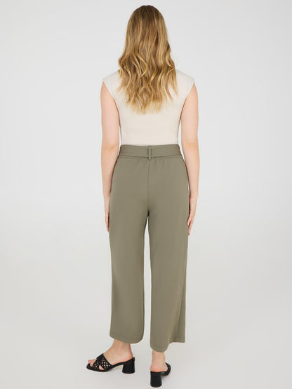 Crepe Gaucho Pants With Sash