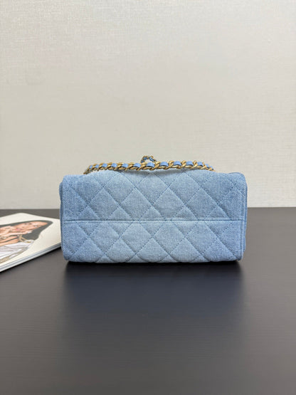 Chanel 25 Hobo Bag 22cm Blue Denim