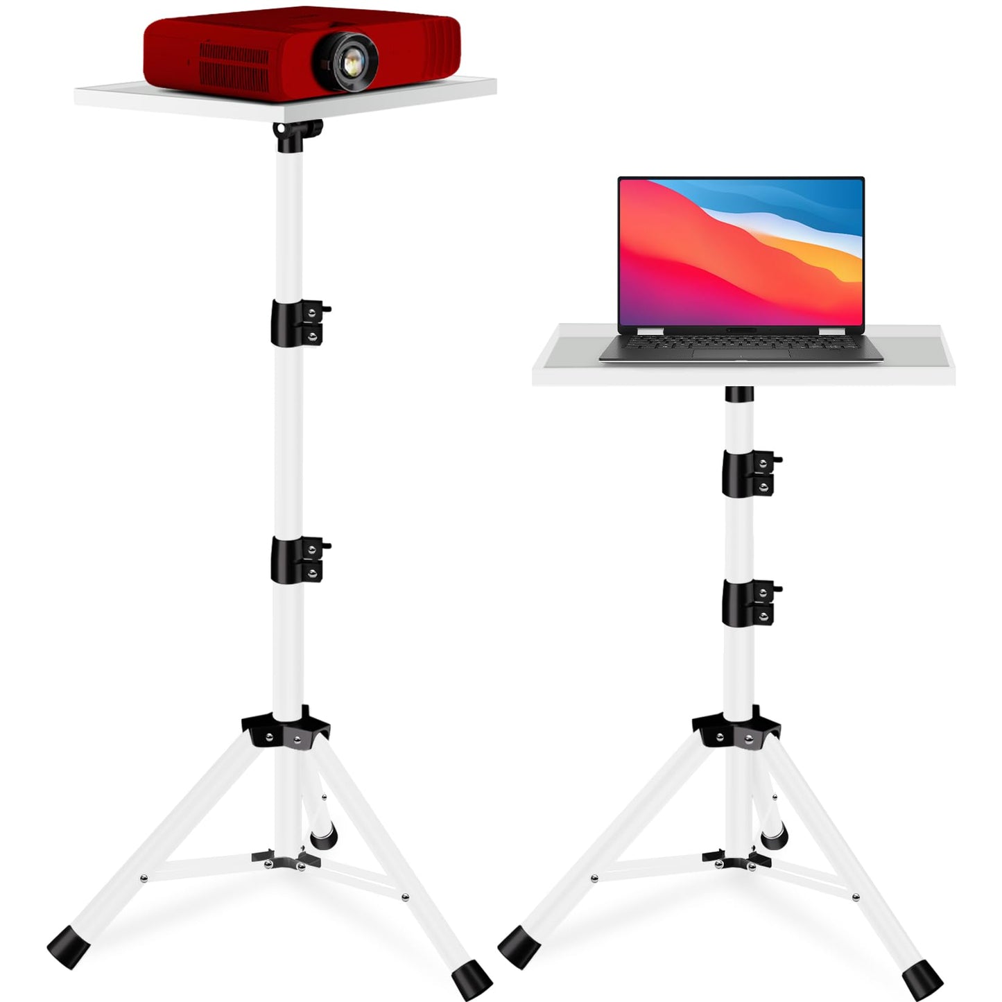 Projector Stand, 33LB Load Bearing &amp; 22-55" Height Adjustable, for Projector/Laptop/DJ Gear, Outdoor/Office/Studio - Stable Base (Black)