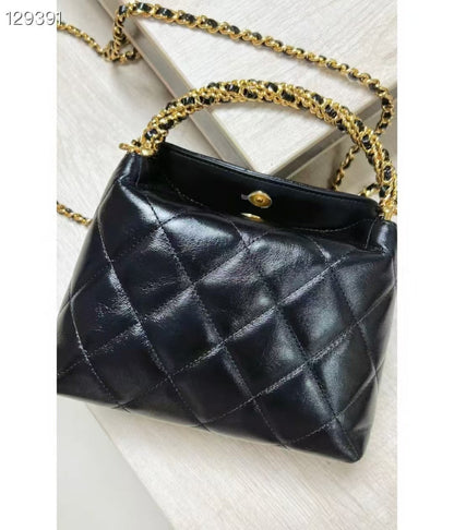 CHANEL CC 24b twist chain handle hobo lunch box bag 14_18.5_7cm