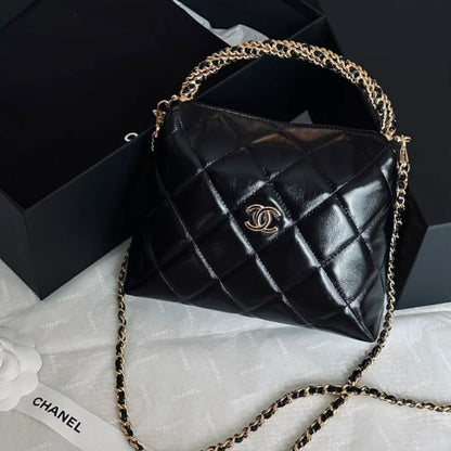 CHANEL CC 24b twist chain handle hobo lunch box bag 14_18.5_7cm