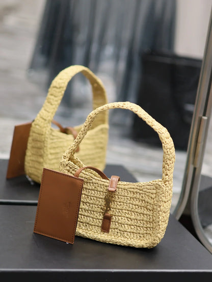 YSL Le 5 _ 7 Mini In Raffia Beige - 19 X 11.5 X 4.5 CM