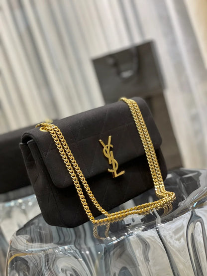 YSL Jamie Medium Chain Bag Black Carré Rive Gauche 24_15.5_6.5cm