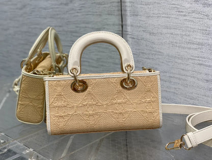 Dior Lady D-Joy Small Natural Macrocannage Raffia - 22.5x6x11.5cm