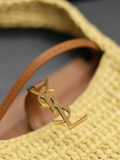 YSL Le 5 _ 7 Mini In Raffia Beige - 19 X 11.5 X 4.5 CM
