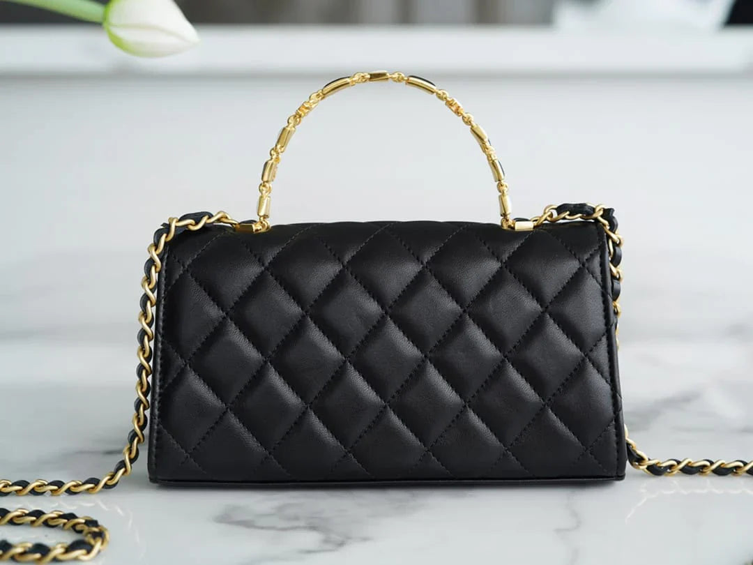 Authentic CHANEL 22B Kelly large black chain bag with enamel buckle AP2946 10_18_4.5cm