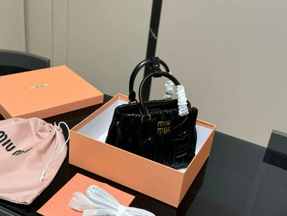 Miumiu Bowling Bag Tote Black Size 22x17cm
