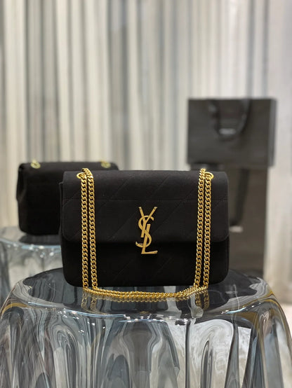 YSL Jamie Medium Chain Bag Black Carré Rive Gauche 24_15.5_6.5cm