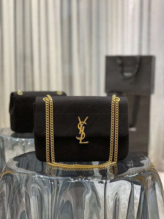 YSL Jamie Medium Chain Bag Black Carré Rive Gauche 24_15.5_6.5cm