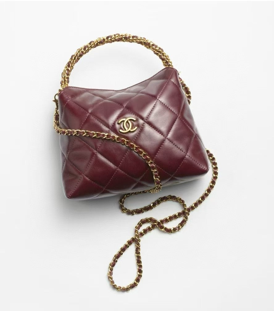 CHANEL CC 24b twist chain handle hobo lunch box bag 14_18.5_7cm