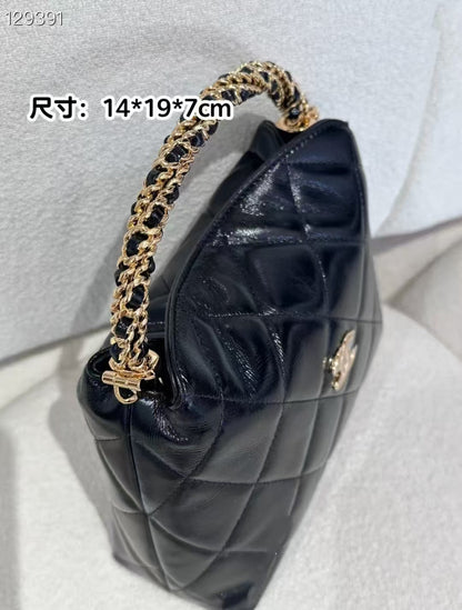 CHANEL CC 24b twist chain handle hobo lunch box bag 14_18.5_7cm
