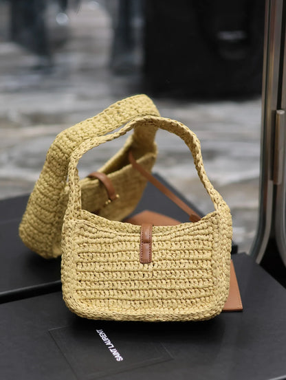 YSL Le 5 _ 7 Mini In Raffia Beige - 19 X 11.5 X 4.5 CM