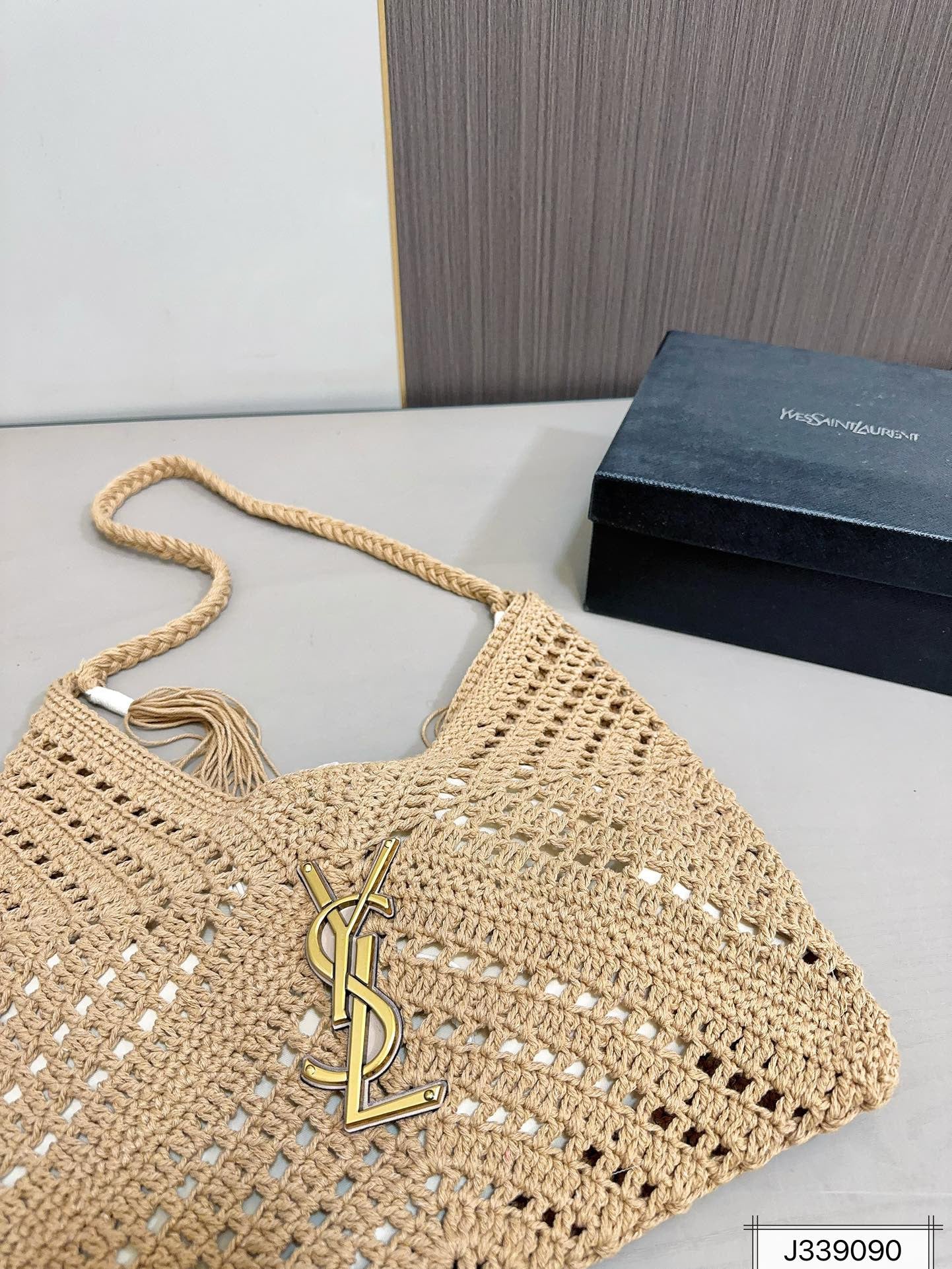 SAINT LAURENT YSL Raffia Tote Bag Beach Casual 37x22cm