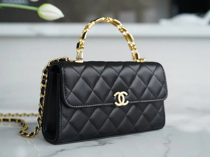 Authentic CHANEL 22B Kelly large black chain bag with enamel buckle AP2946 10_18_4.5cm