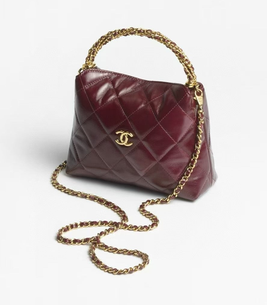 CHANEL CC 24b twist chain handle hobo lunch box bag 14_18.5_7cm