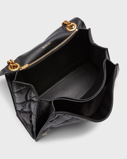 BALENCIAGA Crush Medium Chain Bag Quilted 12,2 x 7,8 x 2,7 in