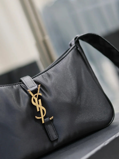 YSL Le5_7 Hobo Black Bag Gold Hardware 25x15x6cm