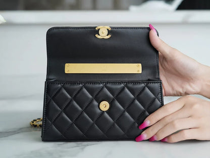 Authentic CHANEL 22B Kelly large black chain bag with enamel buckle AP2946 10_18_4.5cm