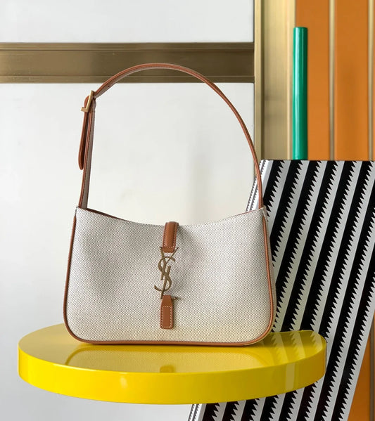 YSL LE 5 _ 7 in canvas and leather - 23 X 16 X 6.5 CM