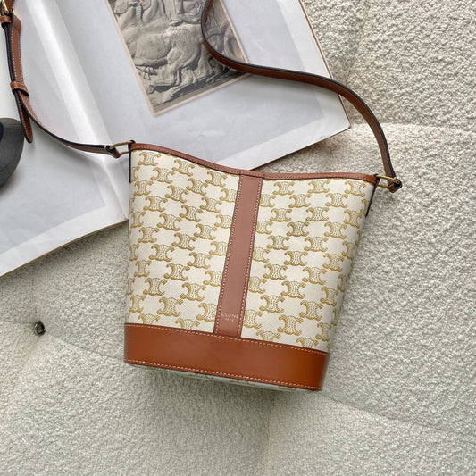 Celine flower white 20 small bucket bag 20_22_13cm