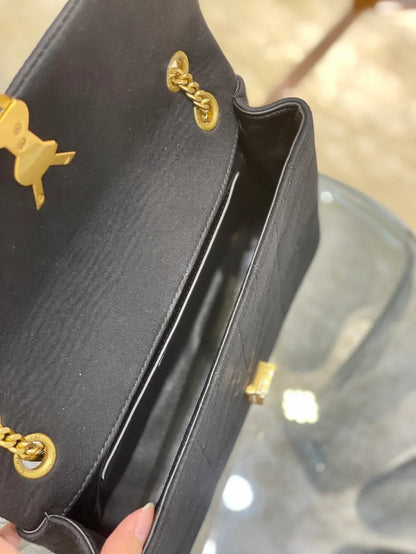 YSL Jamie Medium Chain Bag Black Carré Rive Gauche 24_15.5_6.5cm