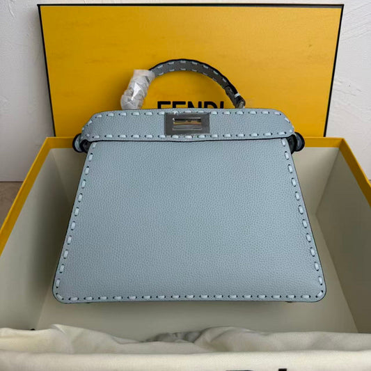 Fendi Peekaboo 27 Bag Baby Blue Leather Shw