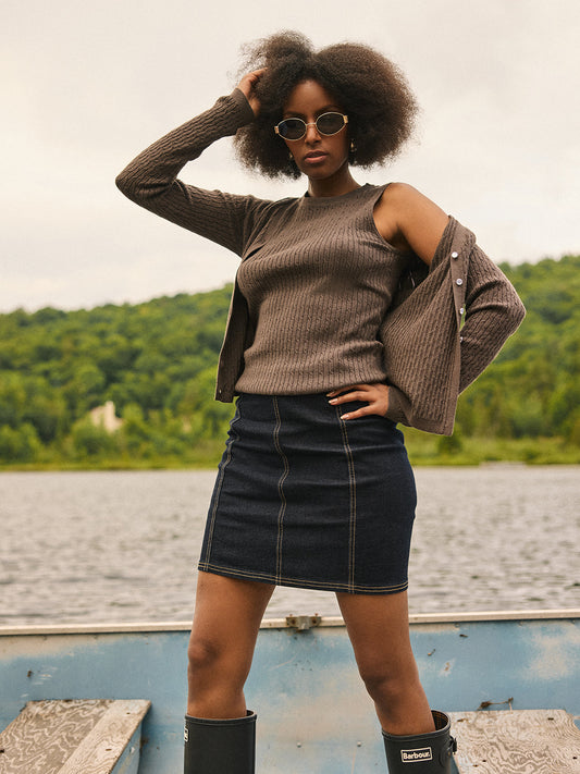 Structured Mini Denim Skirt