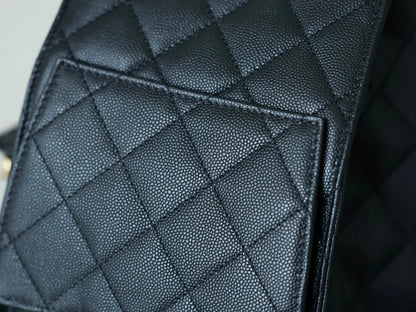 CHANEL 25S HOBO BAG 40 CM IN BLACK LAMBSKIN WITH GOLD HARDWARE