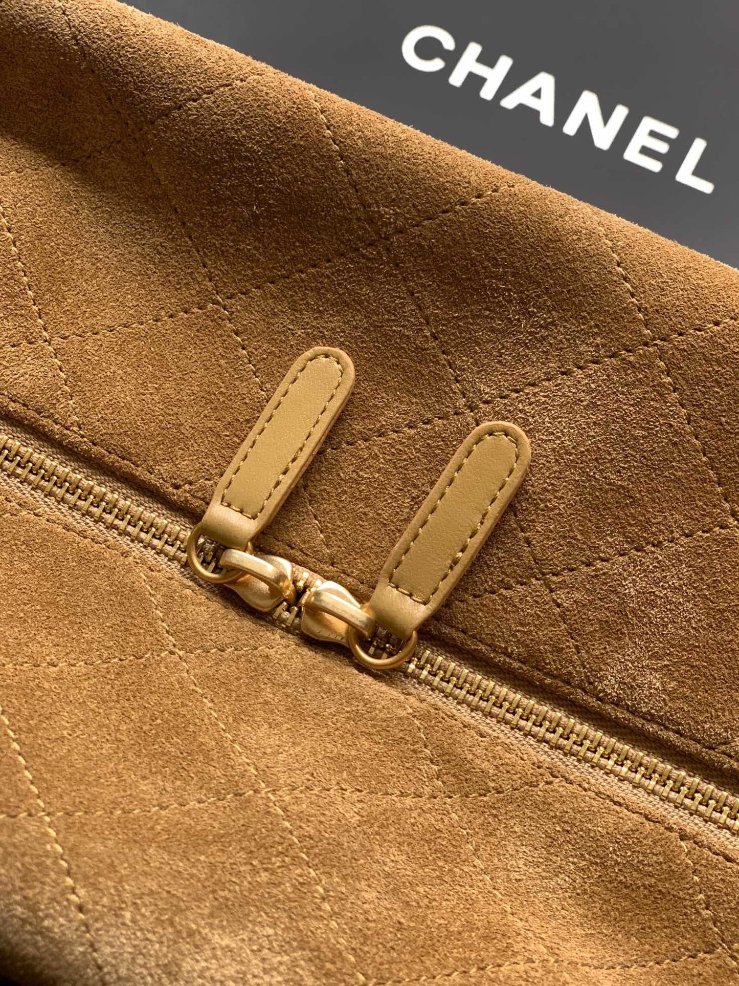 Chanel 2026 Boston Bag 41cm Beige Suede